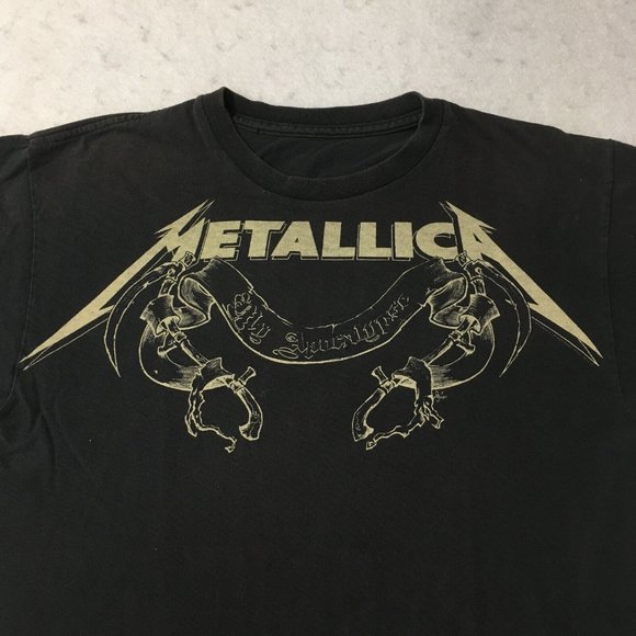 #L Vintage Metallica My Apocalypse 100% Cotton Men's Black T-Shirt Double Stitch - Picture 10 of 10